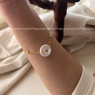 Pinecone home·小众设计【平安扣】s925纯银包金纽扣巴洛克手链