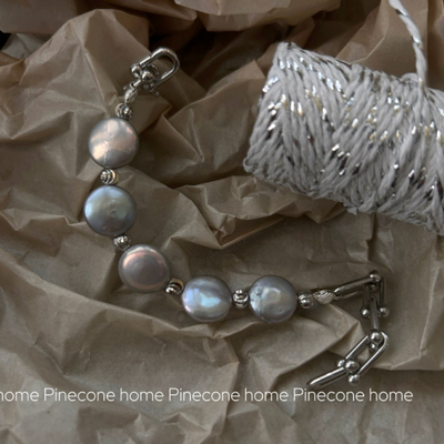 Pinecone home·原创【马蹄扣蓝玫瑰银灰巴洛克】定制手工手链