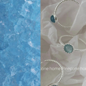 冰裂 Pinecone home·小众定制 925纯银麻花纹理海蓝宝开口戒指