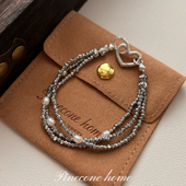 心动瞬间 Pinecone home小众原创 s925纯银爱心麻花扣米珠手链