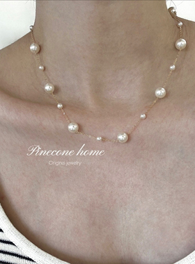 Pinecone home·小众设计【错落满天星】美产14k包金施家珍珠项链