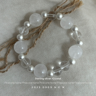 Pinecone home·【雾海】s925纯银幽灵雪花天然水晶手串女高级感