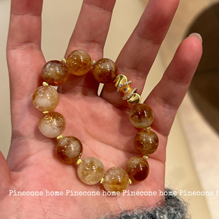 Pinecone home·原创【金色蛮腰】S925纯银复古金霸黄水晶手串