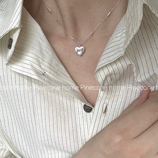 Pinecone home·小众设计原创【怦然心动】s925纯银爱心珍珠项链