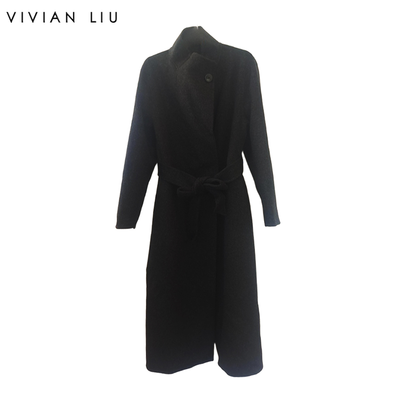 VIVIAN LIU薇薇安刘A2559315秋女装新款立领腰带长款大衣