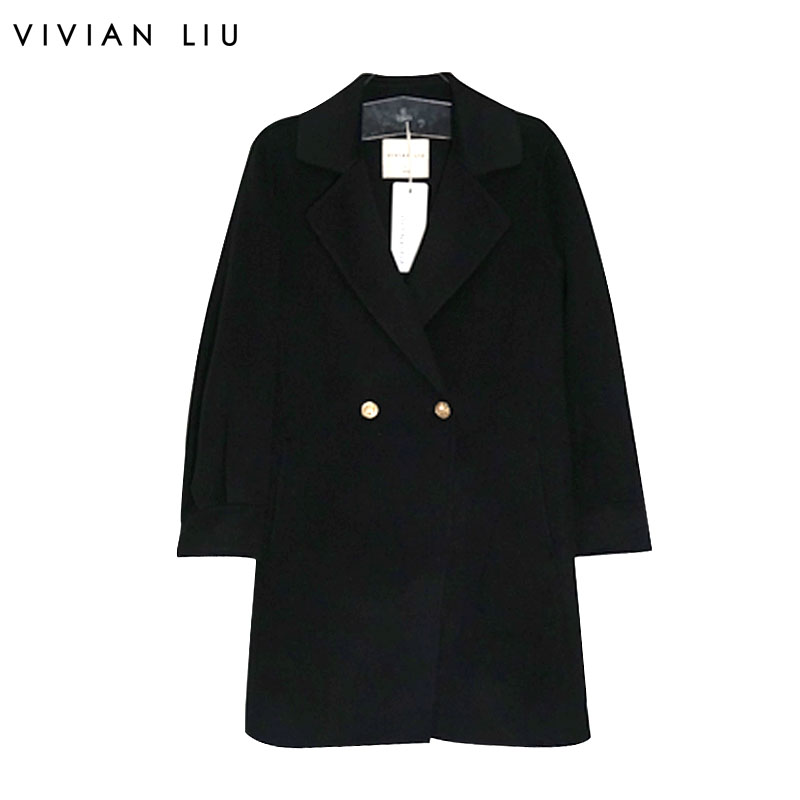 宽松西装领收袖口羊毛大衣