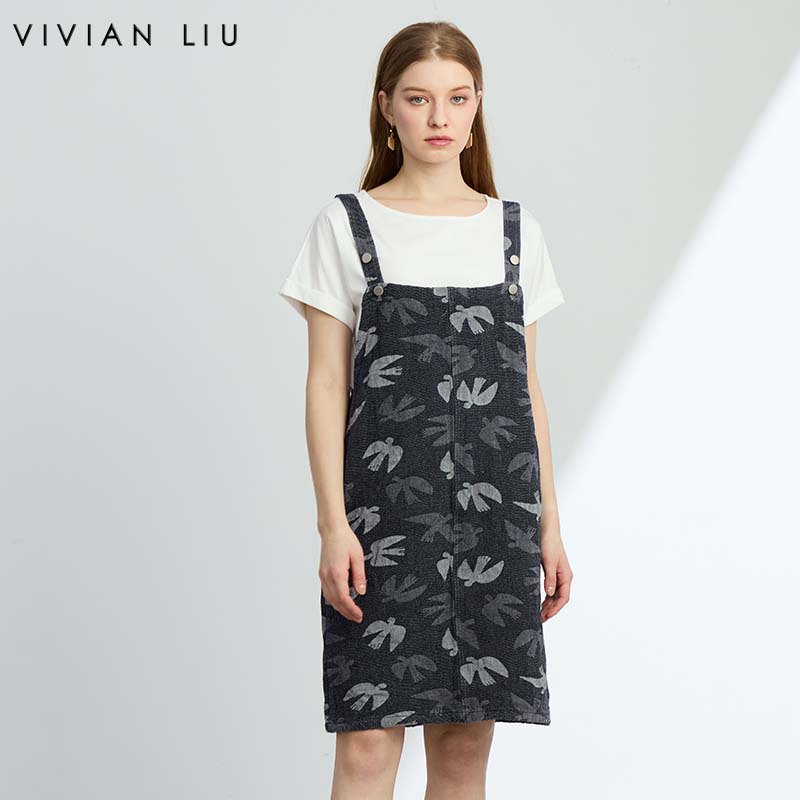 VIVIANLIU牛仔吊带连衣裙