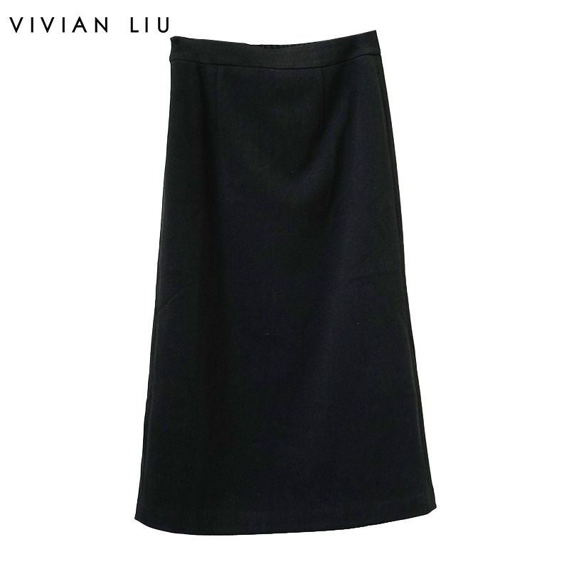 松紧腰后开叉时尚半裙