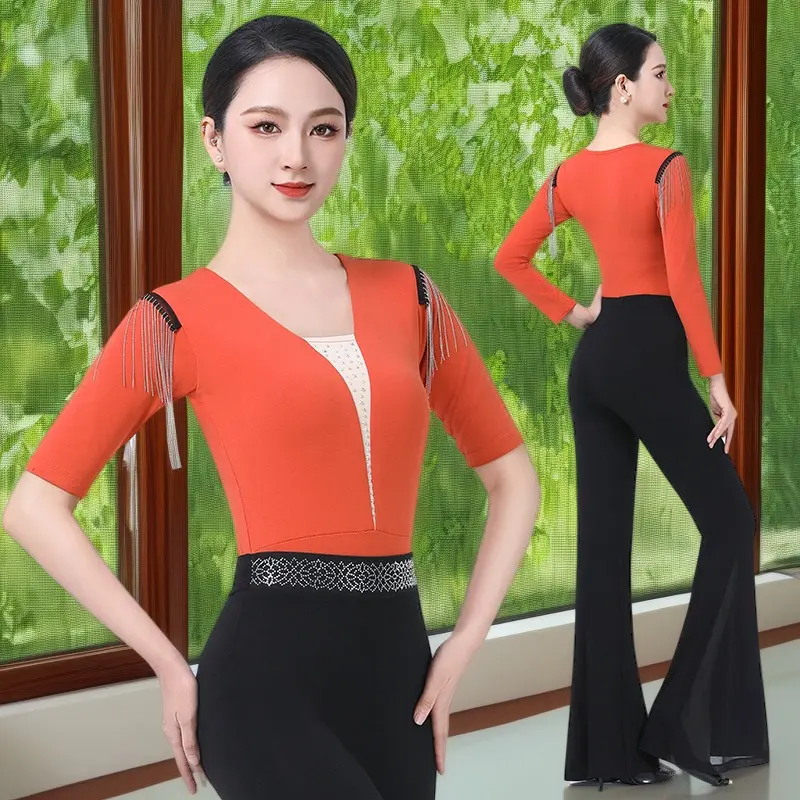 2025年春夏新款形体礼仪培训套装模特走秀V领女优雅仪态导师练功