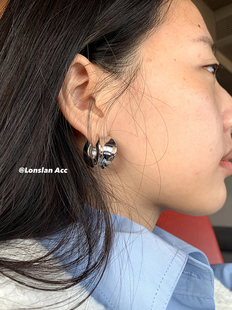 不规则弧形质感耳钉 小众设计重工单品 LONSLAN ACC