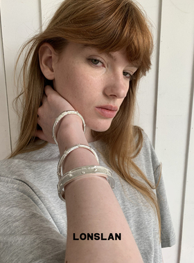 LONSLAN ACC 2025ss 银色个性百搭叠戴高质感手镯