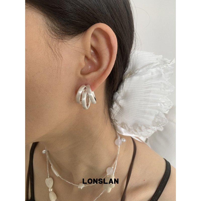 LONSLAN ACC 2025ss 小众气质冷淡风环形拉丝半圆精致银针耳钉,饰品/流行首饰/时尚饰品新,耳钉,淘宝优惠券,粉丝福利购,淘宝优惠卷