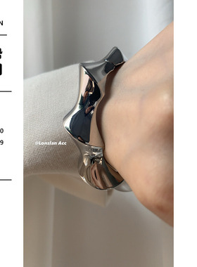 LonslanAcc重工金属质感银手镯