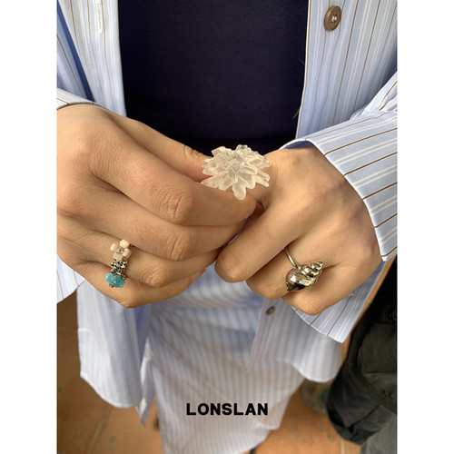 LONSLAN ACC 2025ss银色简约海螺造型感个性韩版戒指可开口指环