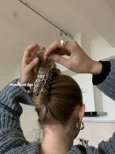 LONSLAN 设计感高级波浪金属交叉形状大抓夹发夹 ACC