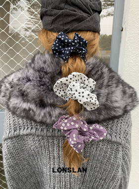 LONSLAN ACC 秋冬色彩可爱小碎花褶皱大肠发圈百搭头绳