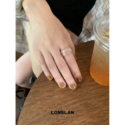 LONSLAN ACC 春夏百搭透明爱心镶钻戒指个性食指戒
