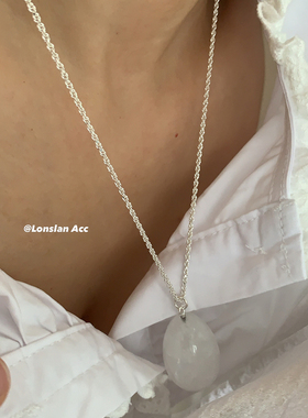 LonslanAcc椭圆石头点缀项链女