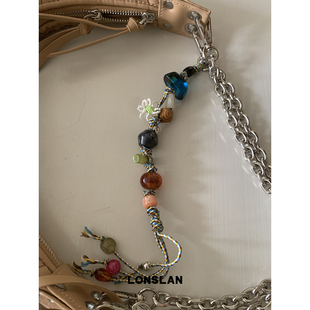 LONSLAN 2025ss韩系可爱石头串珠流苏包包挂件可当手链 ACC