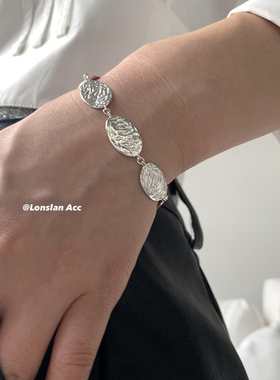 LONSLAN情侣925椭圆牌拼接手链