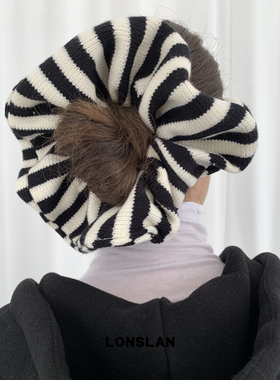 LONSLAN ACC 秋冬韩系氛围感条纹夸张大肠针织发圈时尚百搭配饰