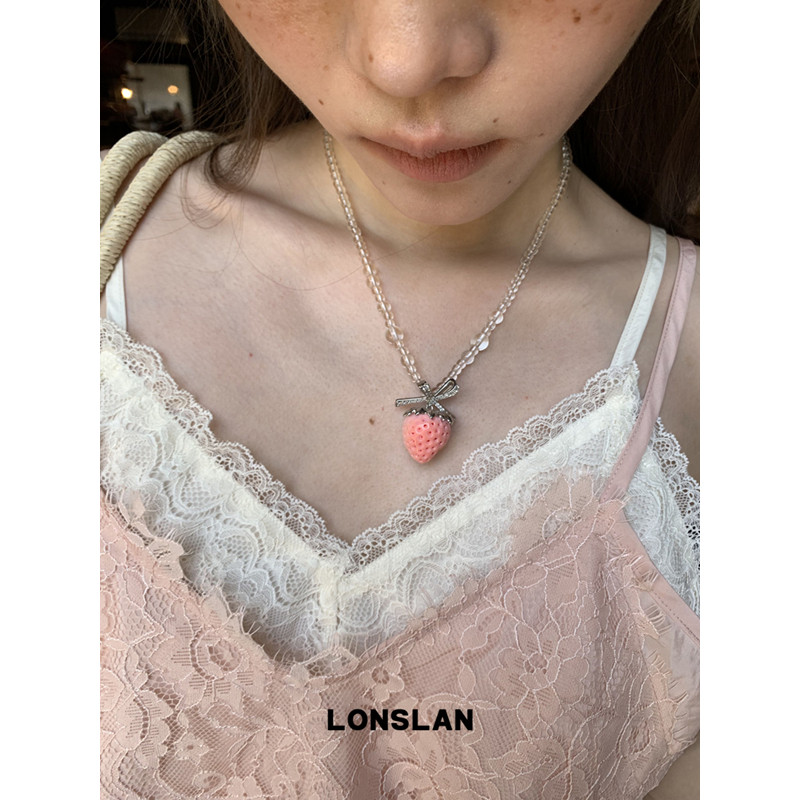 LONSLAN ACC 春夏绝美设计感可爱草莓吊坠百搭项链叠戴锁骨链图片