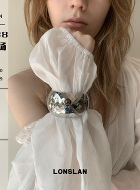 LONSLAN ACC 2025ss个性欧美风潮流弹簧纹理亮面金属手镯