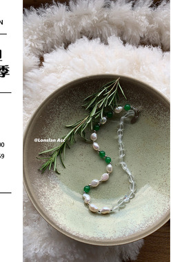 other树脂女拼接绿白项链