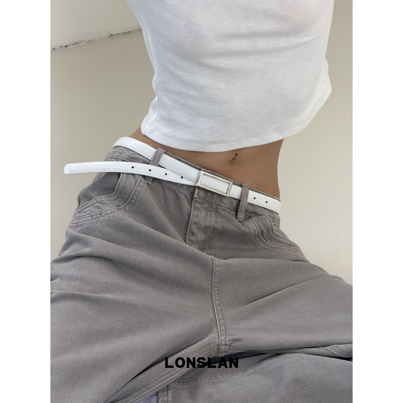 LONSLAN ACC 26早秋 小众基础款镂空方扣百搭窄皮带极简PU腰带图片