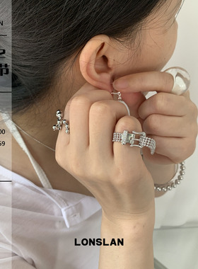 LONSLAN ACC 2025ss帅气编织皮带扣镂空戒指百搭时尚指环