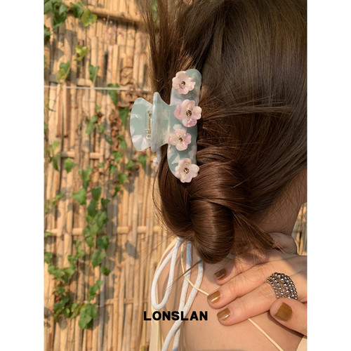 LONSLAN ACC 春夏可爱亚克力花朵鲨鱼夹配饰百搭时尚发卡