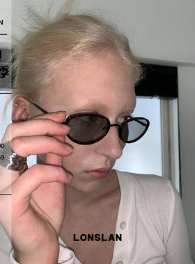 LONSLAN ACC 早秋小众金属凹造型复古小猫眼椭圆太阳镜潮流墨镜
