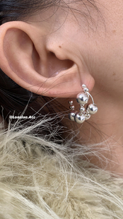 LONSLAN 秋冬小众INS感串珠精致公主金属小耳饰耳钉 ACC