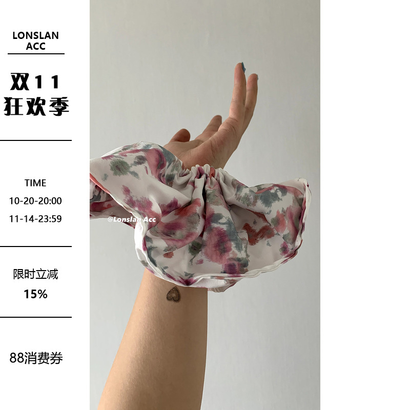 other发绳绸缎仙女粉色碎花