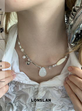 LONSLAN ACC 2025ss高级感手工串珠不规则项链韩系贝壳锁骨链