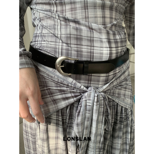 LONSLAN 2025ss黑色简约真皮百搭腰带ins休闲皮带 ACC