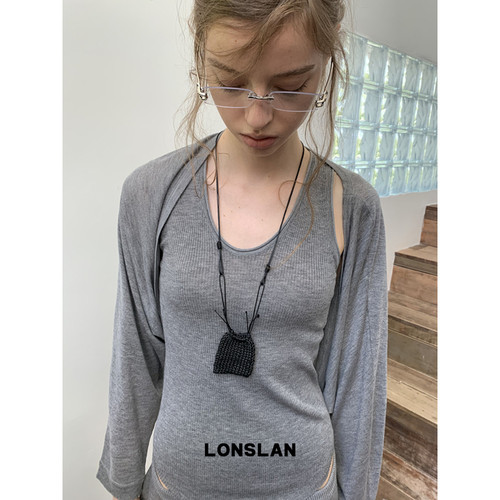 LONSLAN ACC 26早秋 复古编织小香包挂坠项链 蜡绳可调节毛衣链