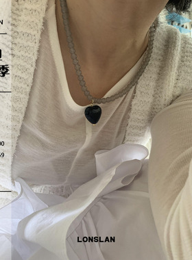 LONSLANACC气质黑色爱心项链