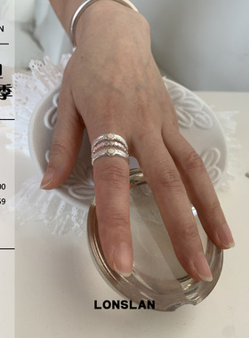 LONSLAN ACC 2025ss简约米色波点多层开口戒指百搭时尚指环