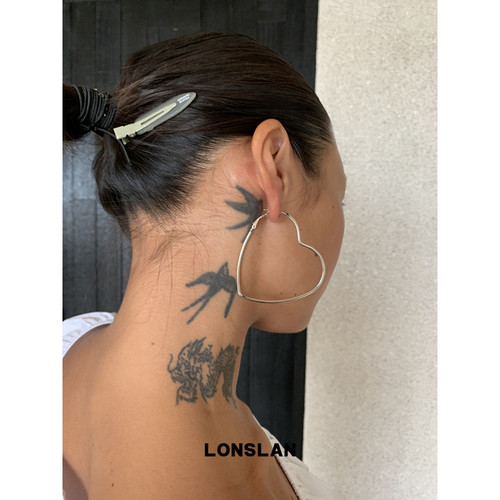 LONSLAN ACC 新款可爱俏皮爱心造型感大耳环港风时尚耳饰