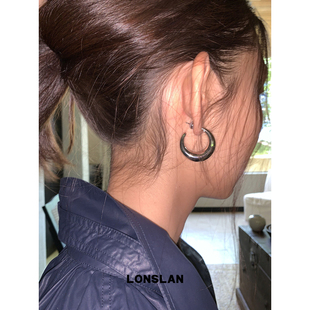 LONSLAN 早秋金属冷淡风圆圈高级感气质耳环洋气百搭耳钉 ACC