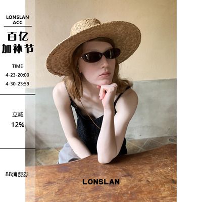 LONSLAN ACC 2026新款手工编织新款宽边帽沿草帽度假遮阳帽