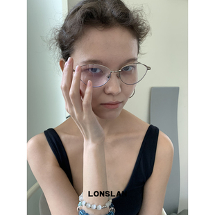 LONSLAN 2025ss简约金属边框小猫眼眼镜凹造型平光镜百搭 ACC