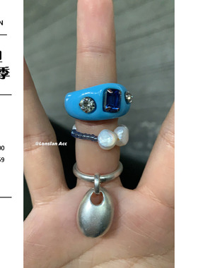 LONSLAN ACC 可爱复古小公主彩色带钻树脂戒指