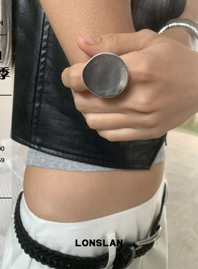 LONSLAN ACC 2025ss简约拉丝银色圆形戒指弹力绳百搭食指戒