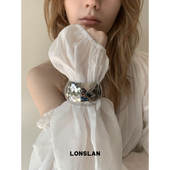 2025ss个性 LONSLAN ACC 欧美风潮流弹簧纹理亮面金属手镯