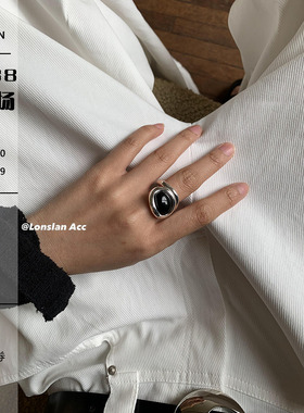 LONSLANACC黑色质感叠层戒指