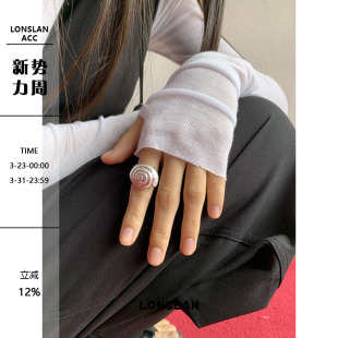 LONSLAN 2025ss韩系设计感海螺造型开口百搭银色戒指 ACC
