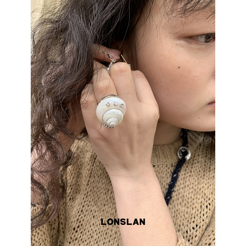 LONSLAN ACC 2025ss海边度假立体感海螺小众开口戒指女时尚指环