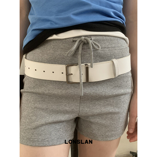 ins百搭皮带时尚 LONSLAN 白色宽版 2025ss简约个性 腰带 ACC